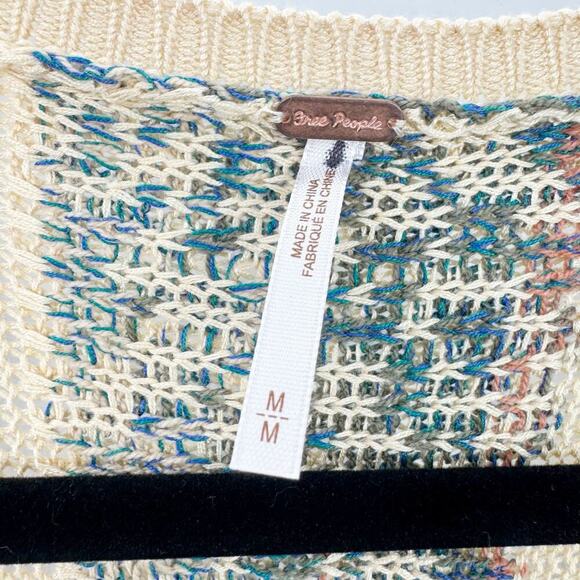 Free People Bella Rosa Wrap Mini Dress V-Neck Neutral Combo Size M NWT - Picture 11 of 11